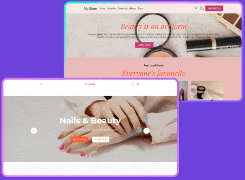 Colagem da interface de agendamento online de um salão de beleza.