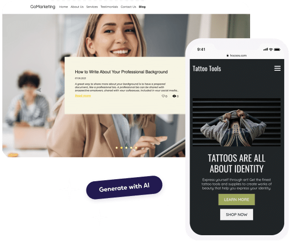 Mostrando la apariencia de los sitios web creados por Hocoos AI en diferentes dispositivos