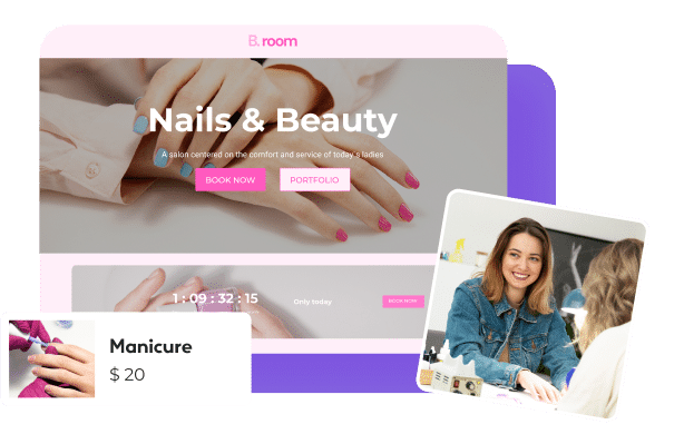 Diseño simple de sitio web para salón de belleza con servicios destacados