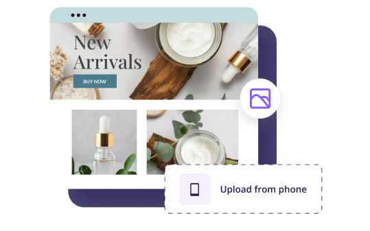 Hocoos AI Website builder gives ability to upload from phome