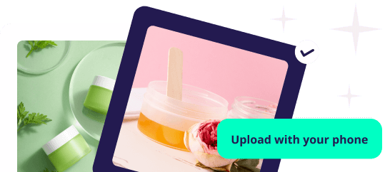 http://Mobile%20upload%20prompt%20featuring%20skincare%20products%20with%20a%20'Upload%20with%20your%20phone'%20call-to-action%20button.